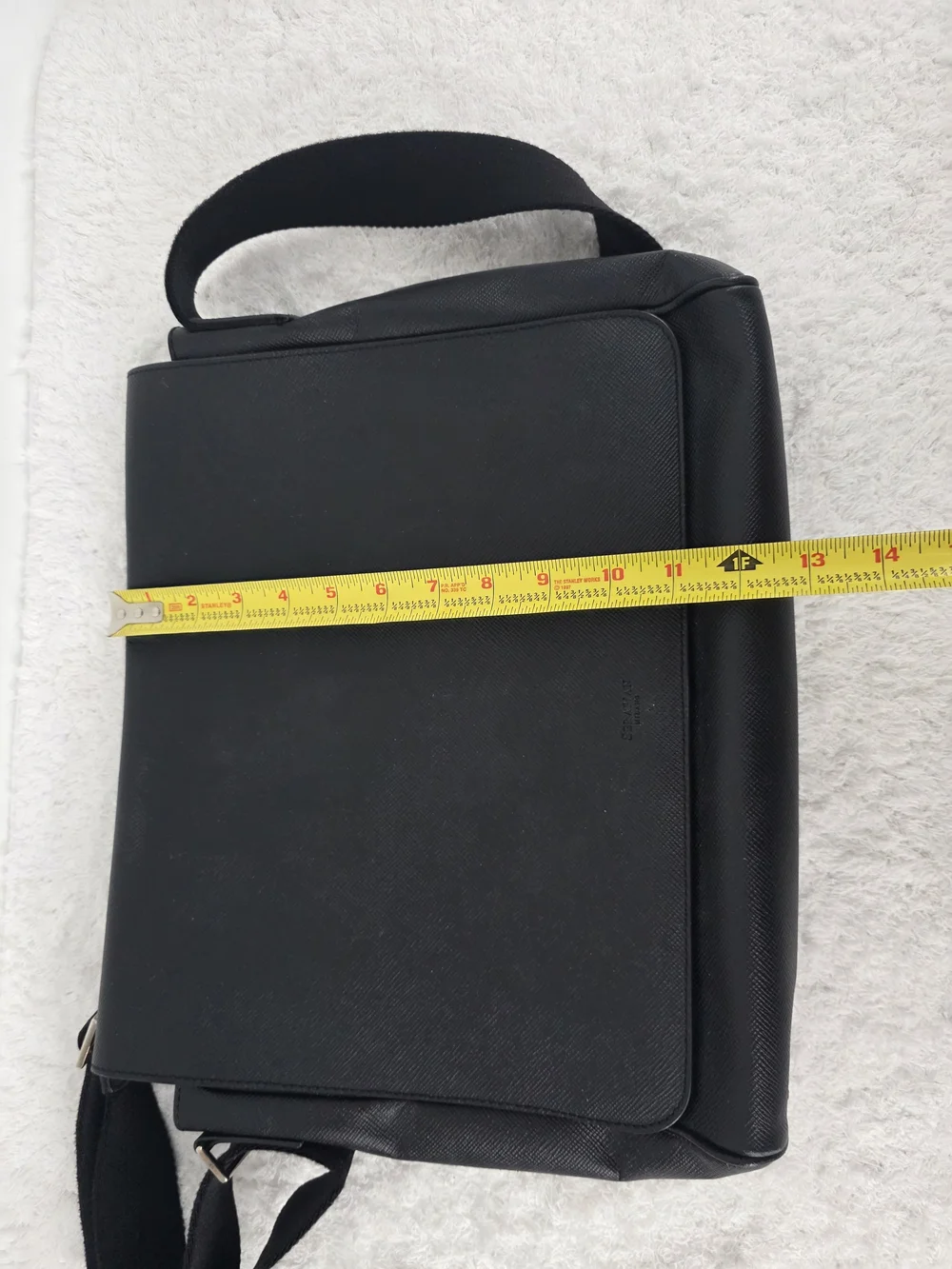 Serapian Milano Italy Cross Body Black Leather Travel Work Computer Bag